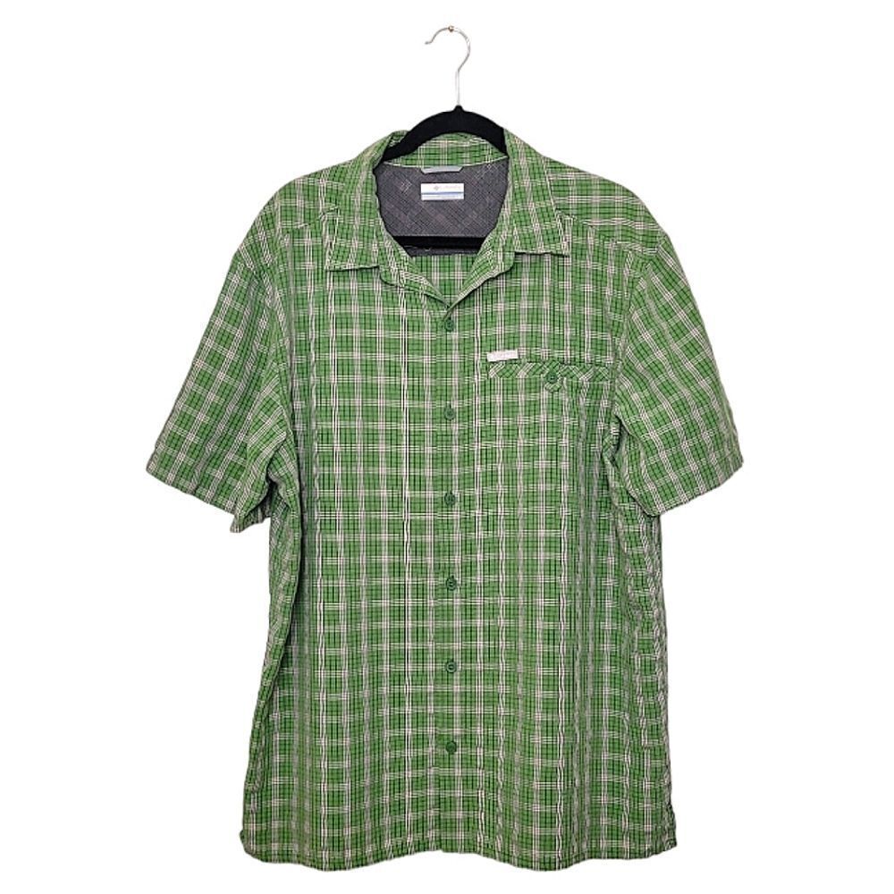 Columbia Green Plaid Button Down Shirt Men's Size L